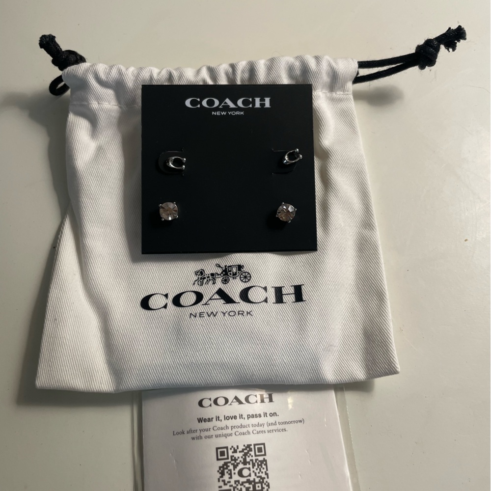 Coach Black and Silver Earring Set
